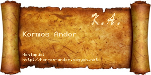 Kormos Andor névjegykártya