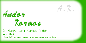 andor kormos business card